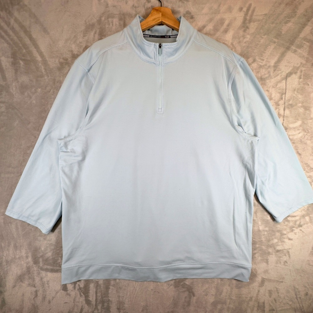 Southern Tide Quarter Zip Pullover XXL Light Blue Striped Poly Spandex Excellent